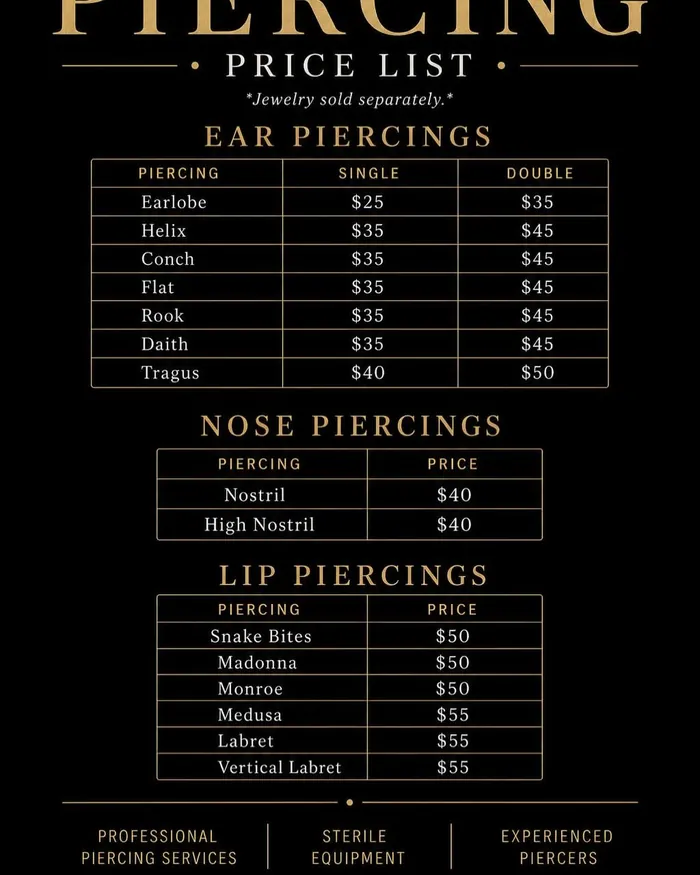 Studio piercing services notice