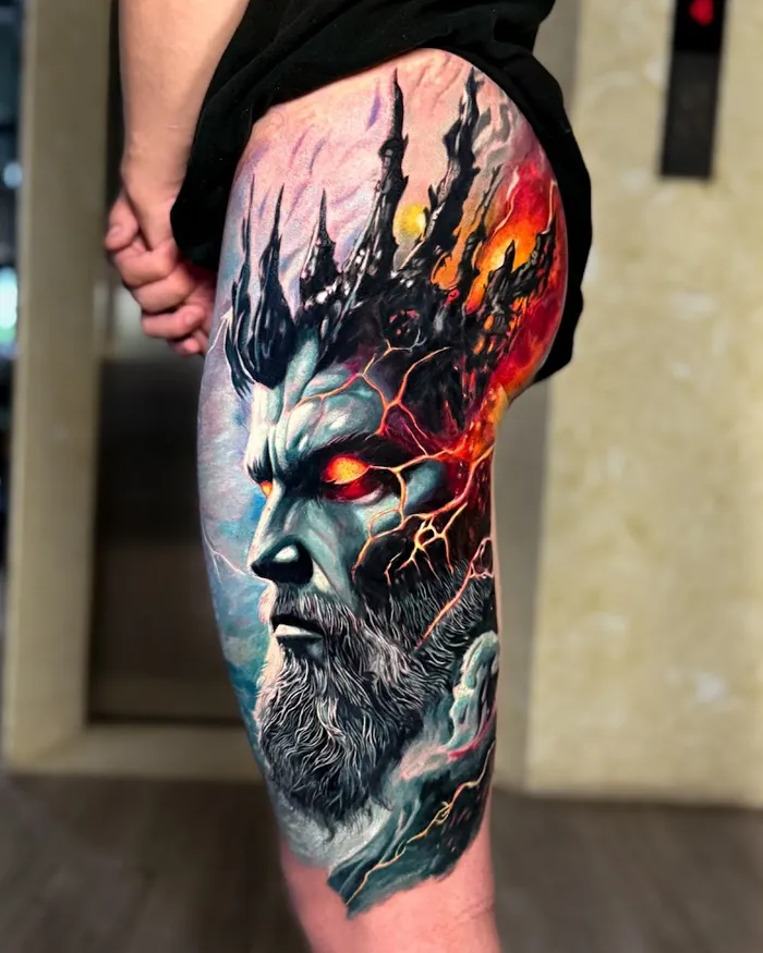 Fine-line tattoo detail